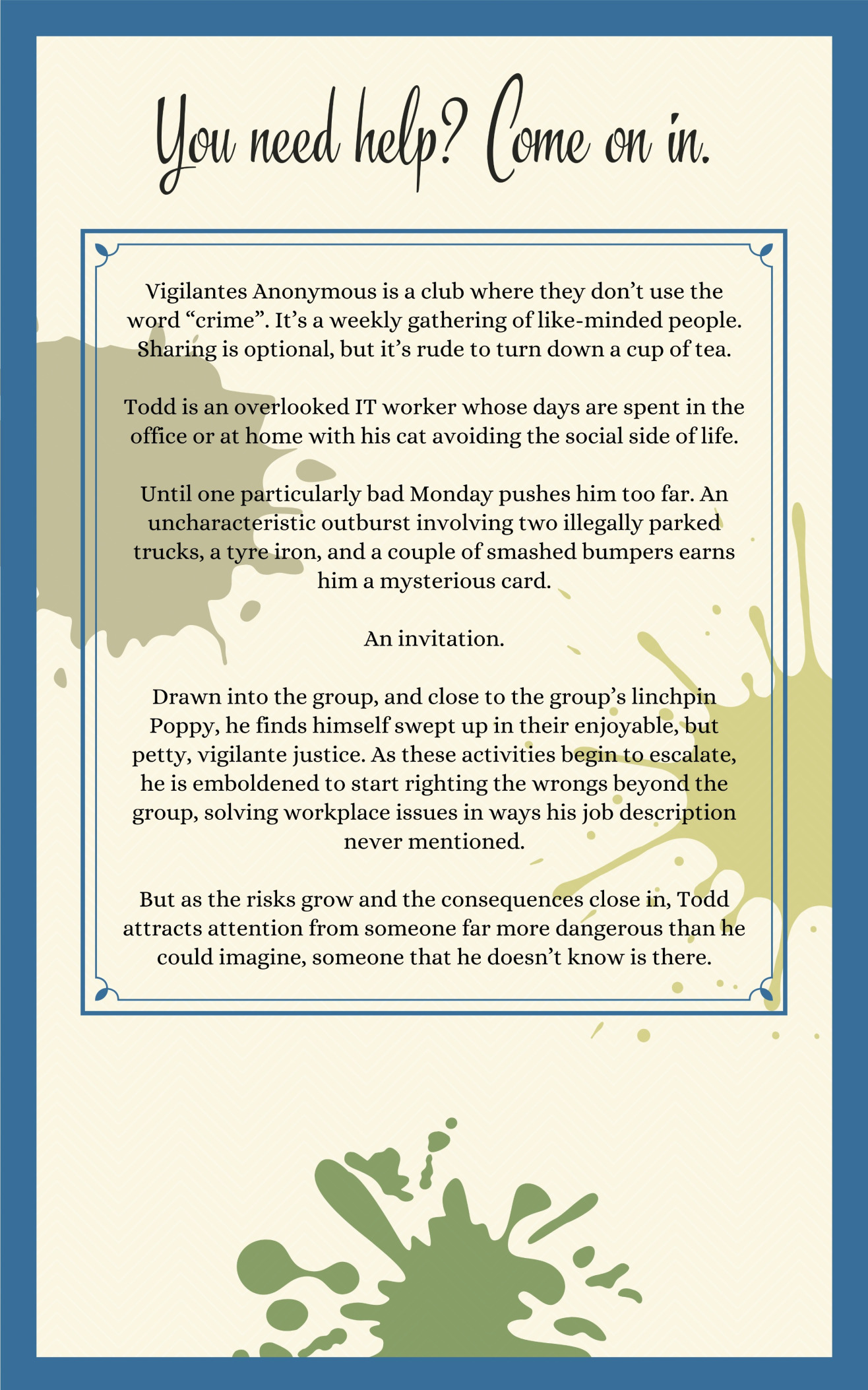Vigilantes Anonymous novel back cover